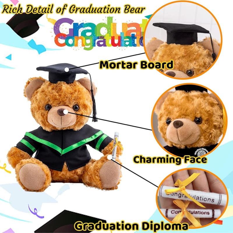 Personalisierter Abschluss-Teddybär mit Text und Foto für 2024