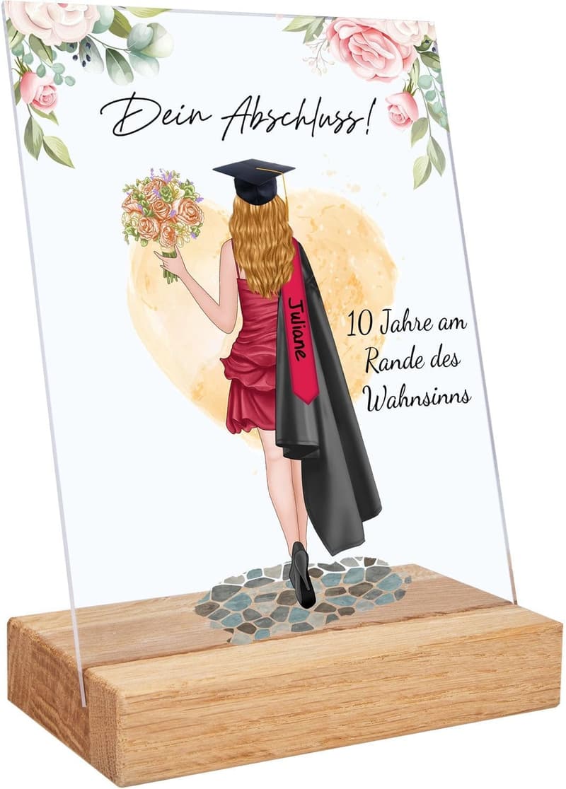 Personalisiertes Acrylglas zum Schulabschluss für Frauen