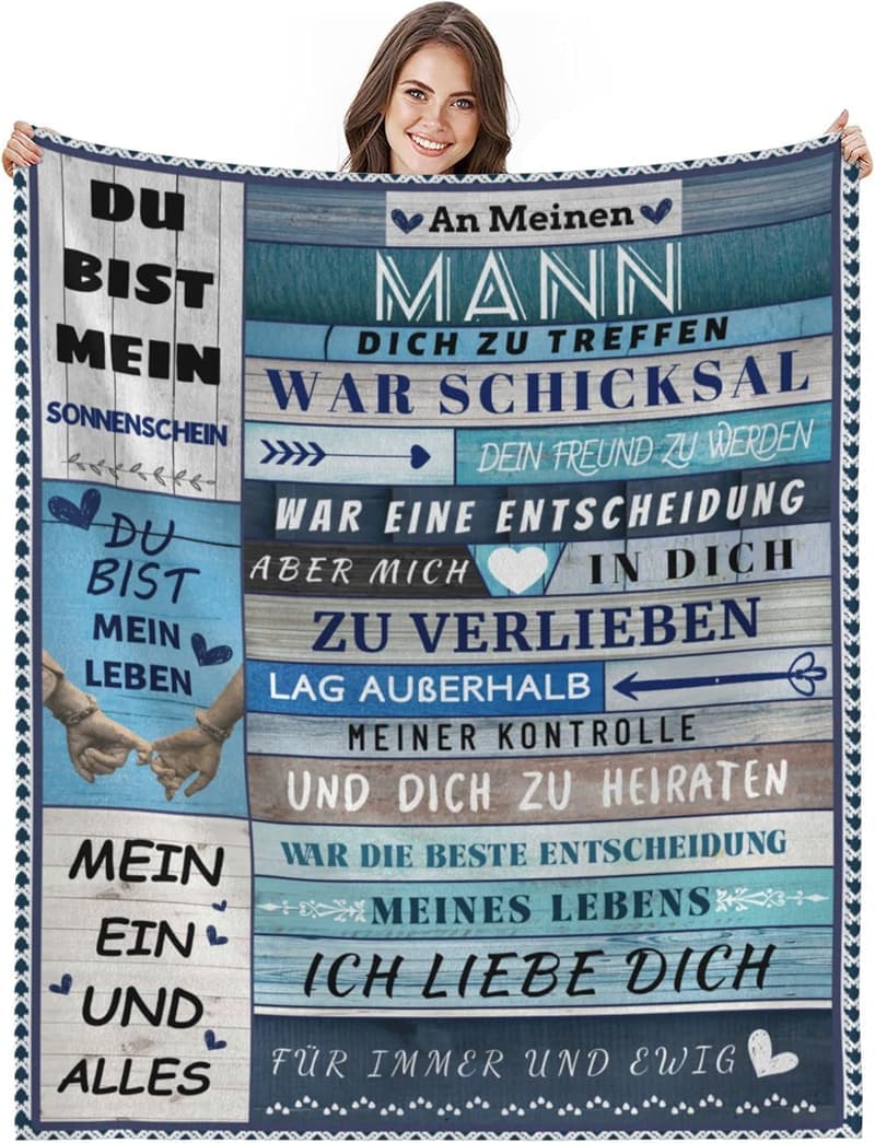 Hochzeitstagsgeschenk: Flauschige Kuscheldecke für Männer 150x130cm