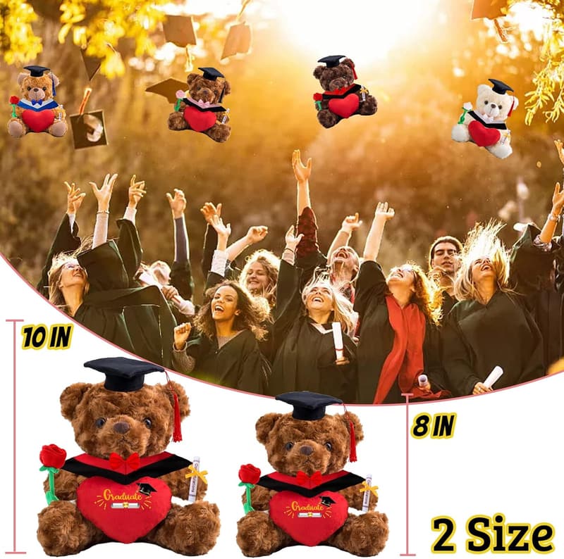 Personalisierter Teddybär mit Herz für Abschluss 2024 für Mädchen