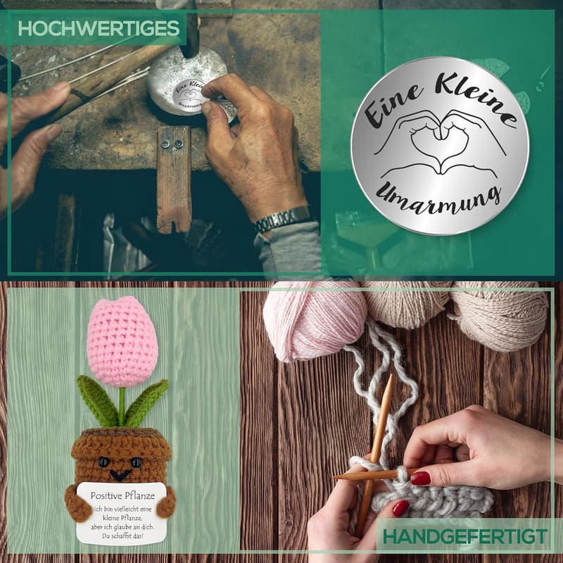 Kreative Strickwolle Pflanze als Glücksbringer und Mutmacher Geschenk