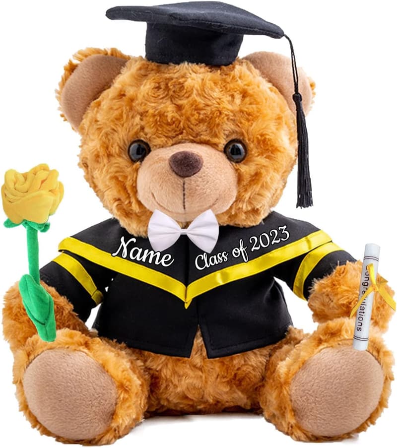 Personalisierter Abschluss-Teddybär mit Rose - Abschlussgeschenk für 2024
