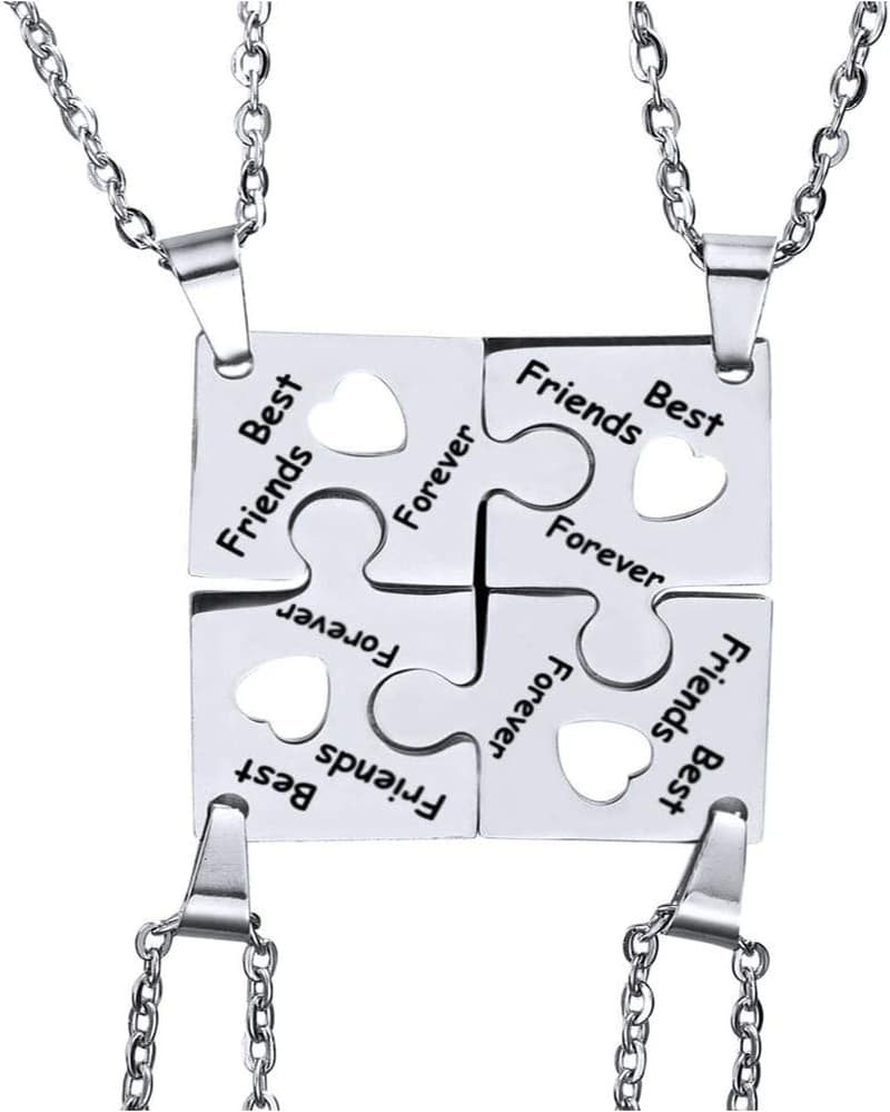 Freundschaftshalsketten aus Edelstahl - 4er Set Puzzle für Frauen