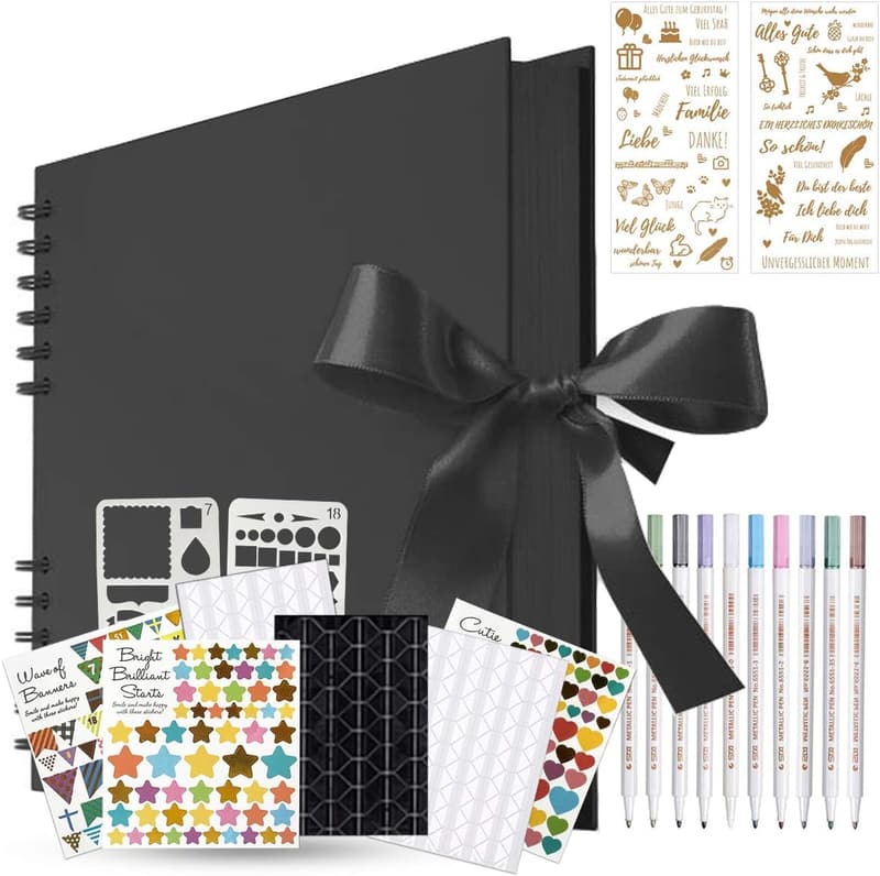 Fotoalbum zum Selbstgestalten mit 80 schwarzen Seiten – ideal als Geschenk für Anlässe