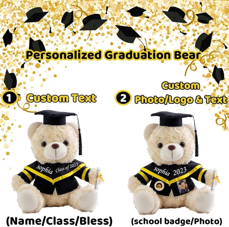 Personalisierter Abschluss-Teddybär für Mädchen/Jungen 2024