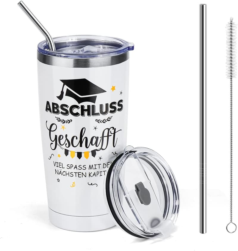 Abschlussgeschenk Tasse aus Edelstahl für Schüler und Studenten