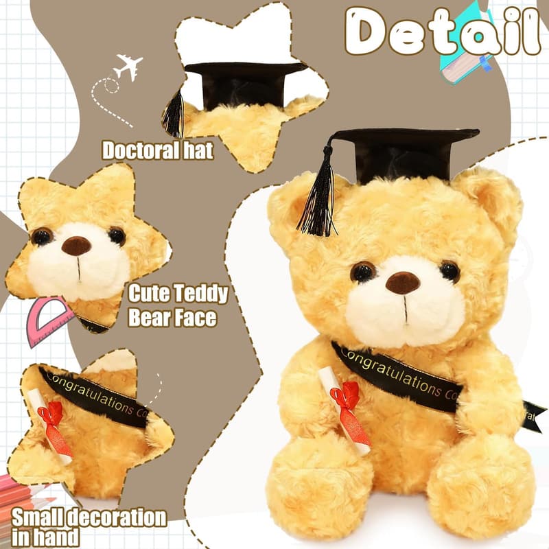 Abschlussgeschenk: 26 cm Teddybär mit Doktorhut für Jungen und Mädchen