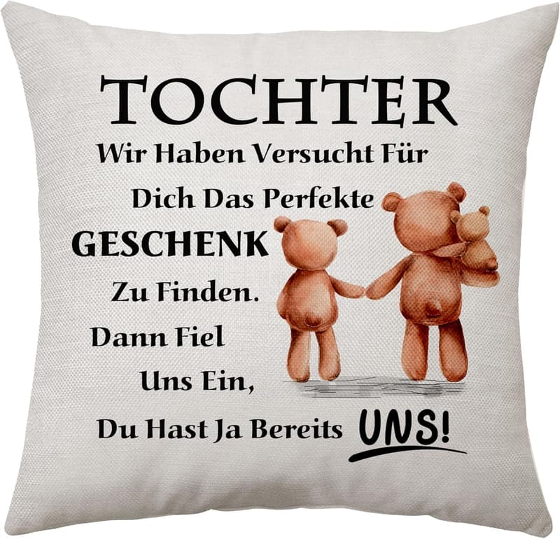 Geburtstagsgeschenk Kissenbezug für Tochter von Mama und Papa