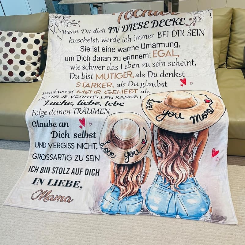 Kuscheldecke mit Spruch für meine Tochter von Mama