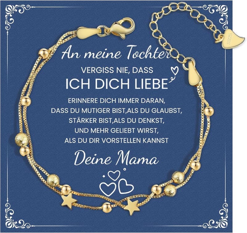 Tochter-Armband aus Silber und Gold mit Stern, kreatives Geburtstagsgeschenk für Mädchen