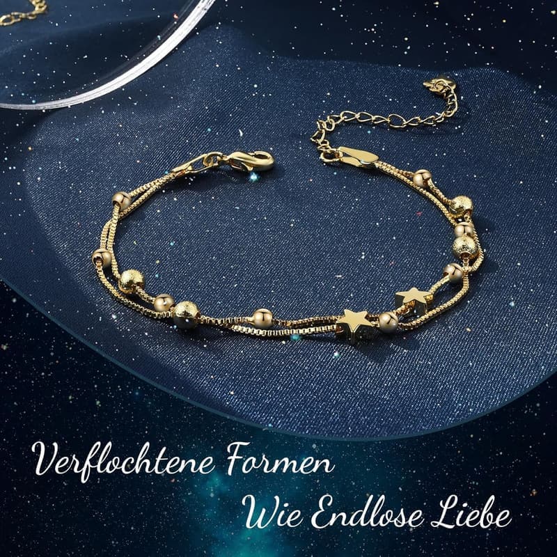 Tochter-Armband aus Silber und Gold mit Stern, kreatives Geburtstagsgeschenk für Mädchen
