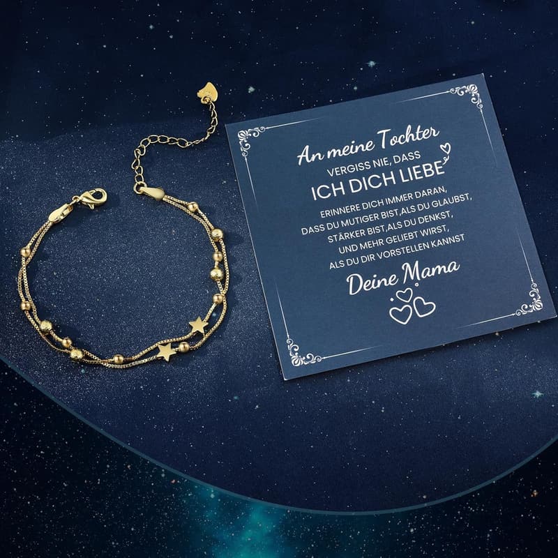 Tochter-Armband aus Silber und Gold mit Stern, kreatives Geburtstagsgeschenk für Mädchen