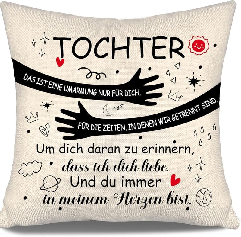Kissenbezug „Umarmung für meine Tochter“ – Geburtstagsgeschenk