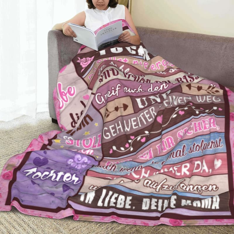 Kuscheldecke für Töchter von Mama mit Spruch, 130x150cm