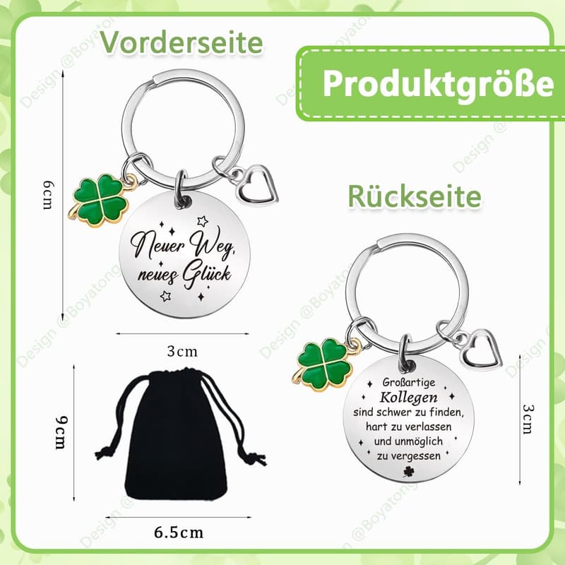 Abschiedsgeschenk für Kollegen – Schlüsselanhänger Kleeblatt