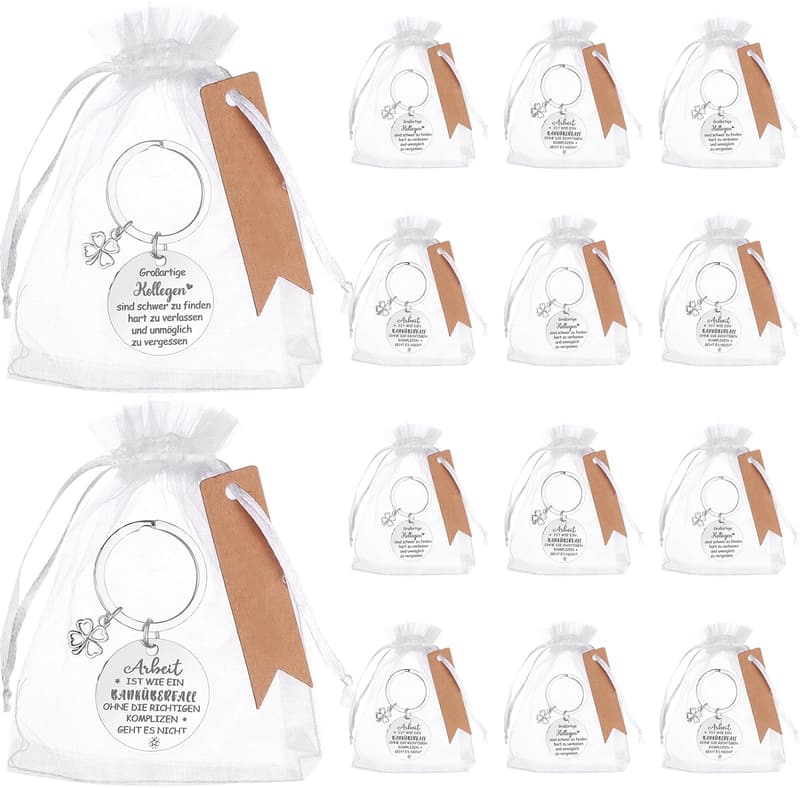Edelstahl Schlüsselanhänger für Kollegen – 12er Set als Abschiedsgeschenk