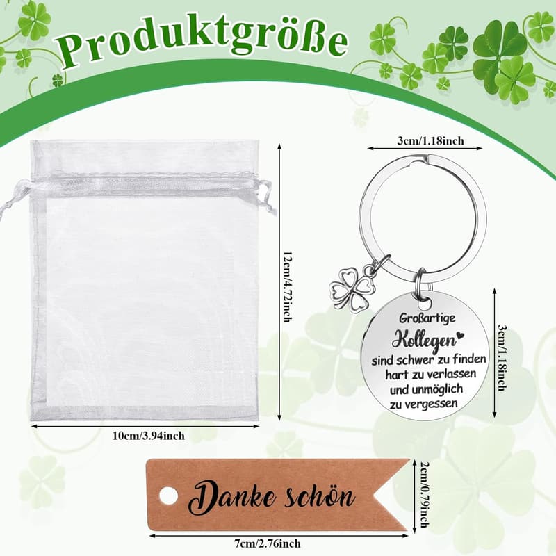 Edelstahl Schlüsselanhänger für Kollegen – 12er Set als Abschiedsgeschenk