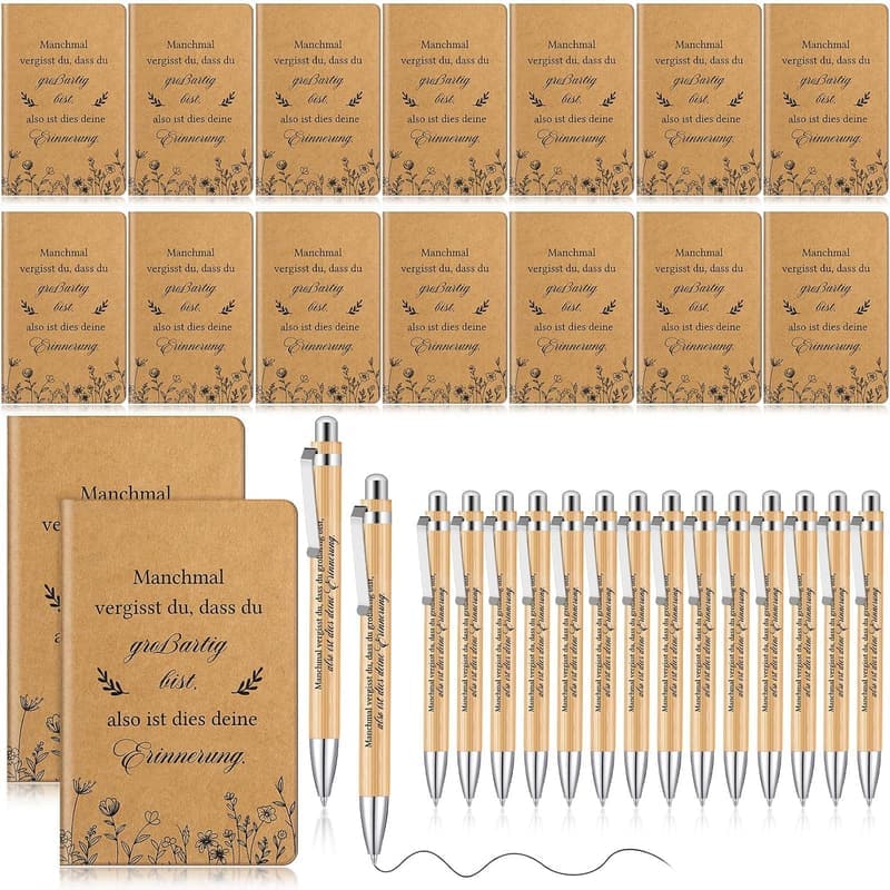 Inspirierendes Notizbuch-Set mit Kugelschreiber für Kollegen (16 Stück)