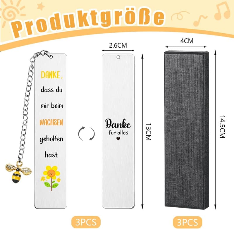 Abschiedsgeschenk für Erzieherin – Metall-Lesezeichen im Set mit Geschenkbox