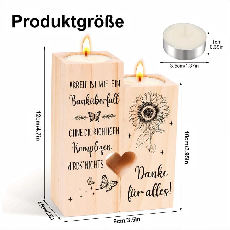 Abschiedsgeschenk für Kollegen – Herzförmiger Holz-Kerzenhalter