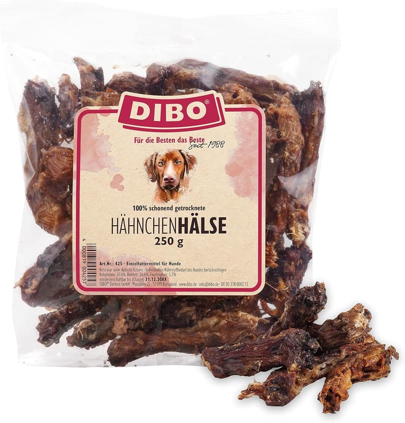 DIBO Hähnchenhälse 250g – Naturkau-Snack für Hunde ohne Chemie