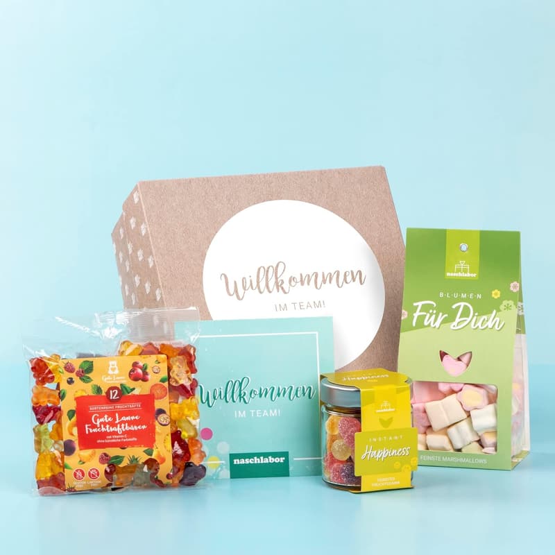 Willkommensgeschenkbox für neue Teammitglieder im Onboarding