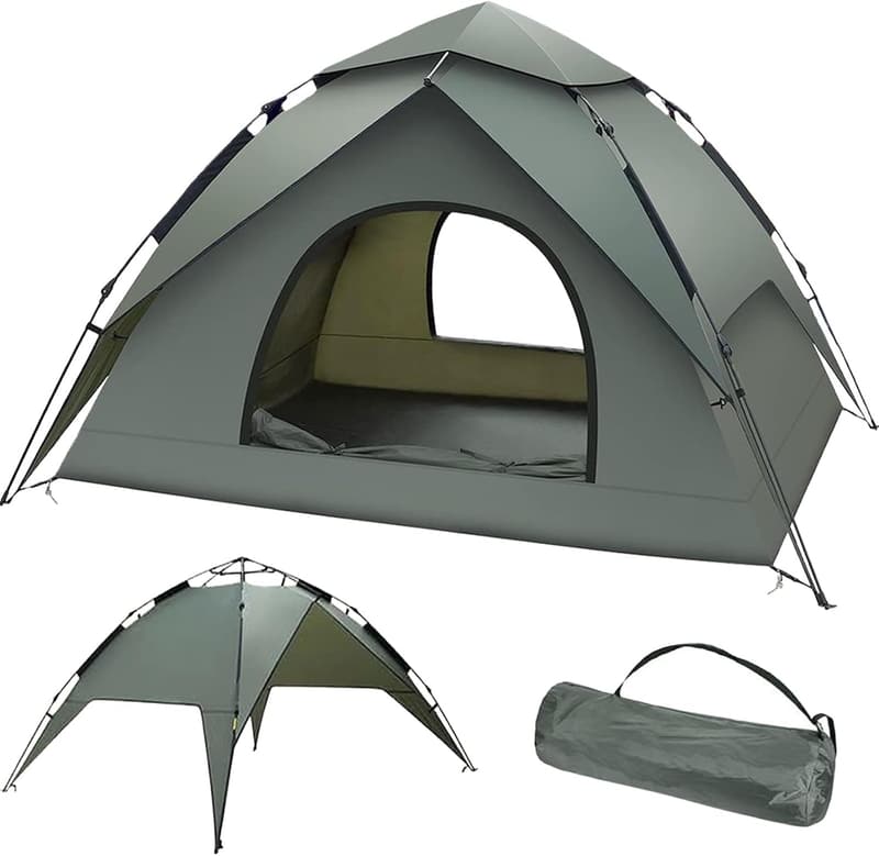 Pop-Up Zelt für 3 Personen - Wasserdicht & Winddicht, leicht für Trekking & Familienreisen