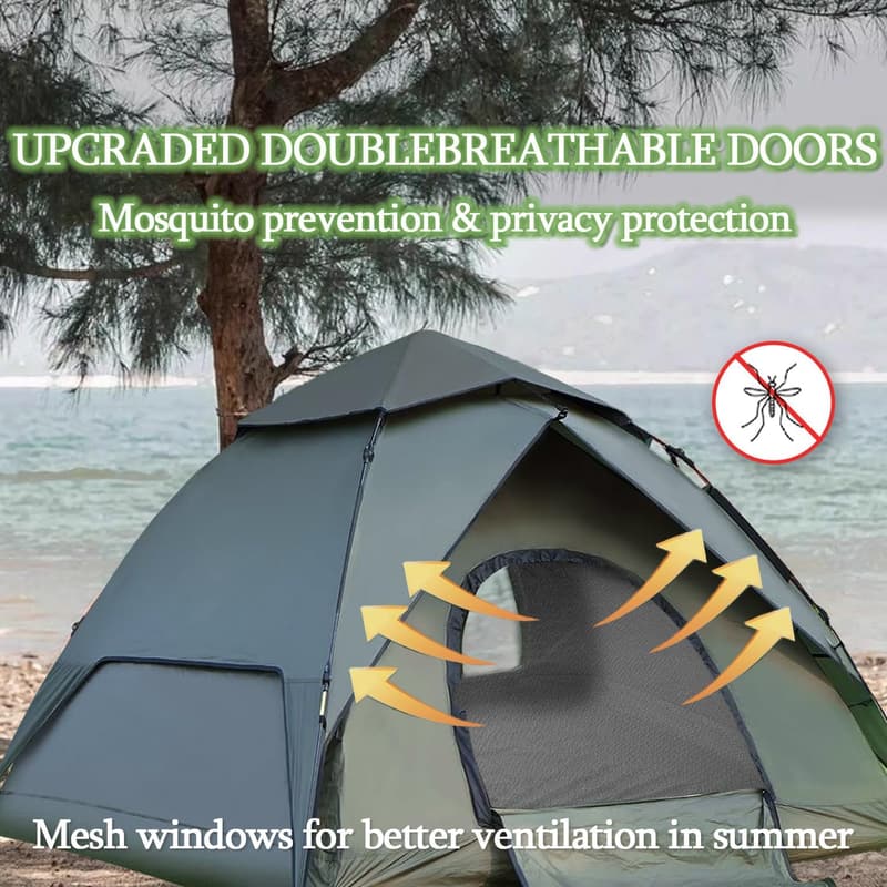 Pop-Up Zelt für 3 Personen - Wasserdicht & Winddicht, leicht für Trekking & Familienreisen