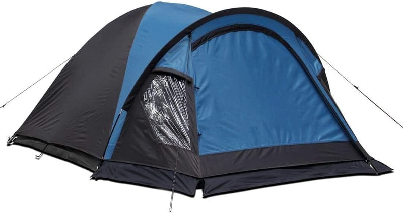 Kuppelzelt für 5 Personen mit Wohnraum und UV 50+ Schutz, Blau-Grau