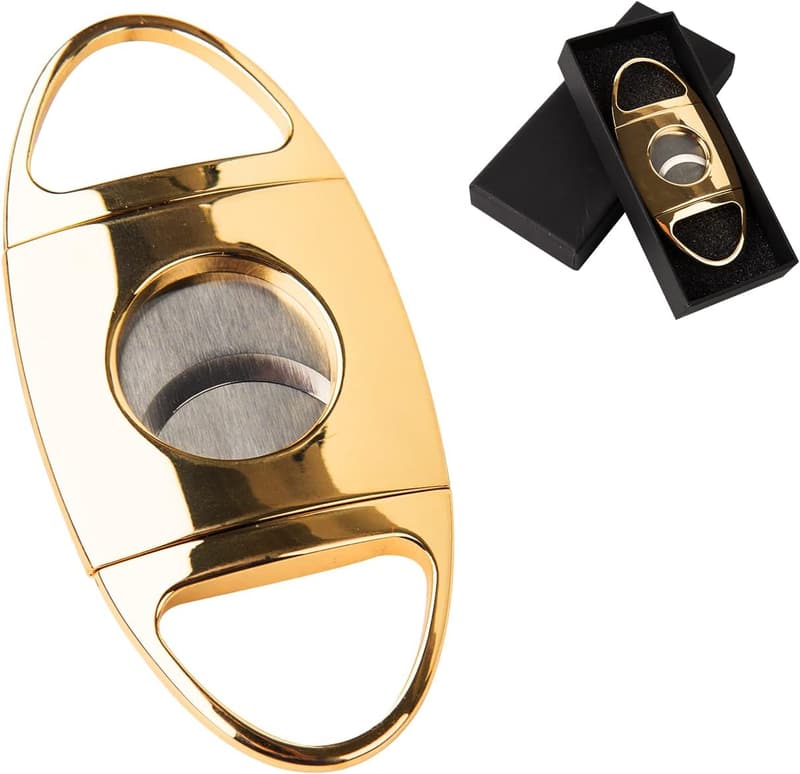 Klassischer Zigarrenschneider aus Edelstahl – Doppelklingen Cutter (Gold)
