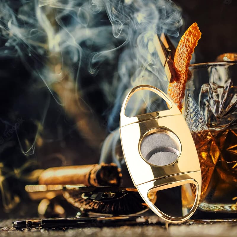 Klassischer Zigarrenschneider aus Edelstahl – Doppelklingen Cutter (Gold)