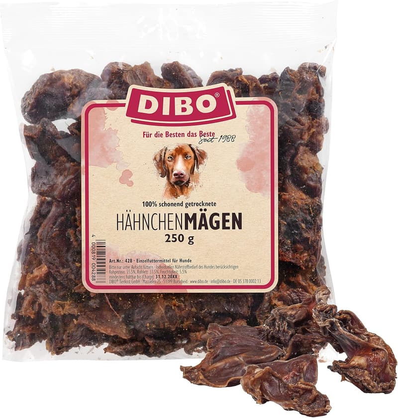 DIBO Hühner-Mägen, 250g – Naturkau-Snack für Hunde, ohne Chemie