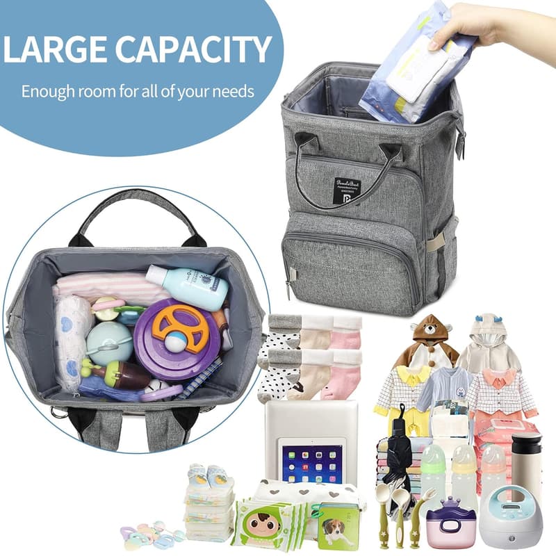Stylischer Wickelrucksack für Babys mit Wickelunterlage, wasserabweisend