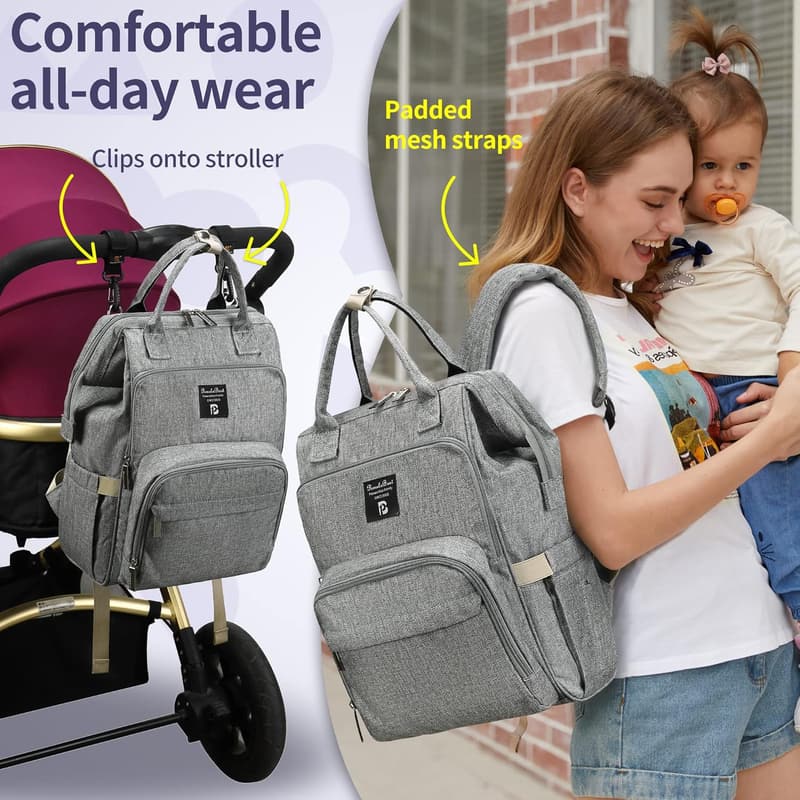 Stylischer Wickelrucksack für Babys mit Wickelunterlage, wasserabweisend