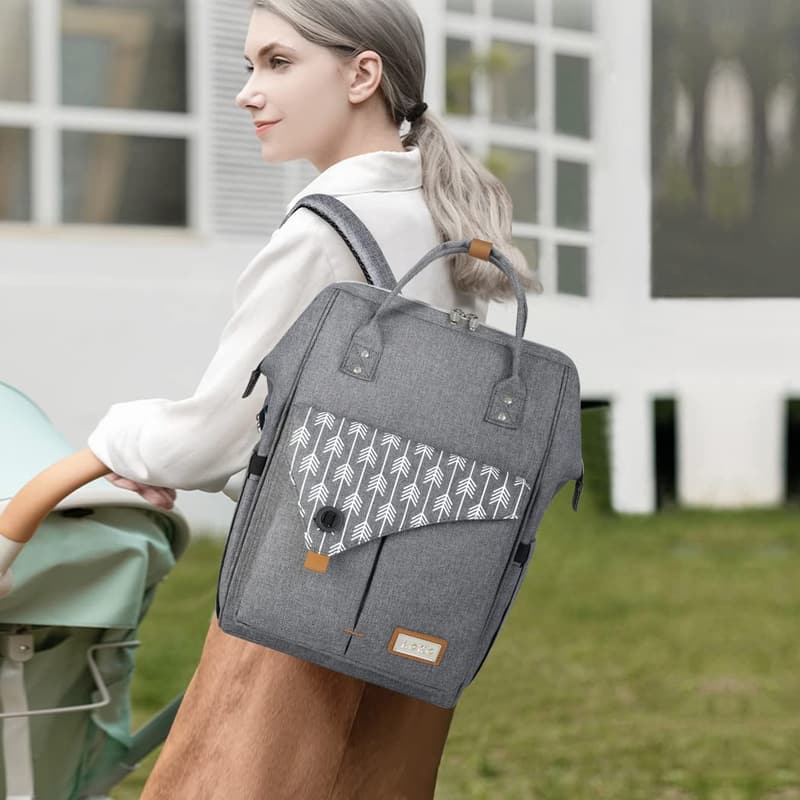 Multifunktionaler Wickelrucksack mit Wickelunterlage, grau