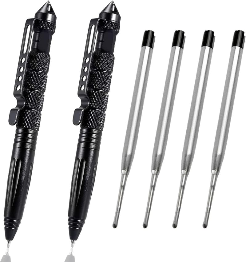 Taktischer Stift-Set mit 4 Nachfüllungen – Überlebenswerkzeug in Schwarz
