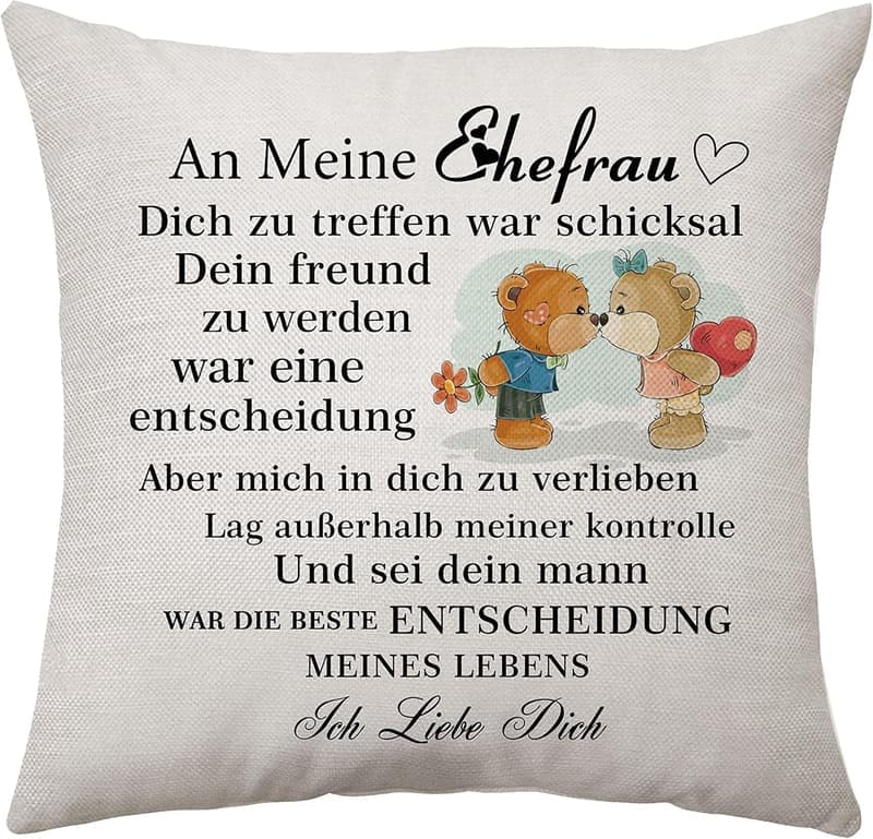 Geschenk zum Geburtstag: Kissenbezug für die Ehefrau