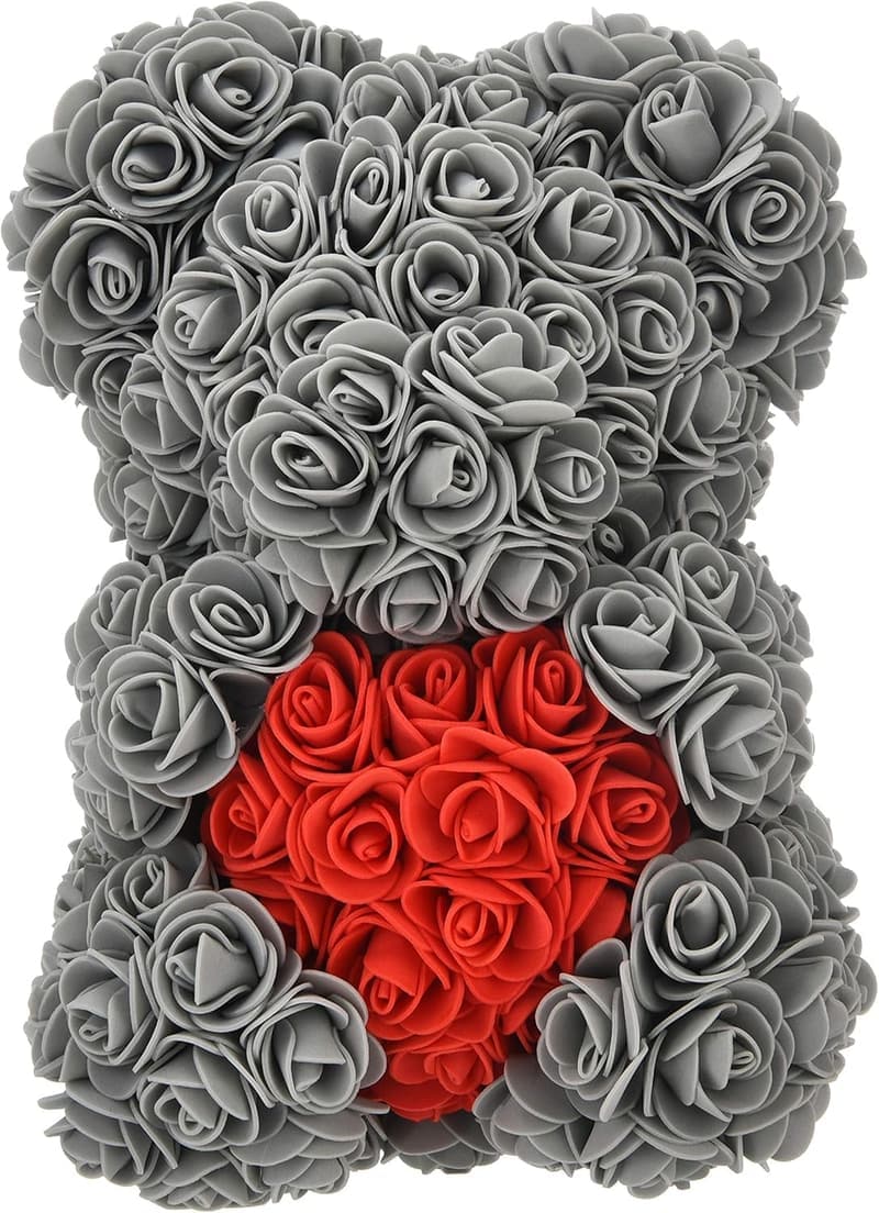 Rosenbär für Muttertag – 10 Zoll klarer Geschenkbox mit 250 Rosenblüten