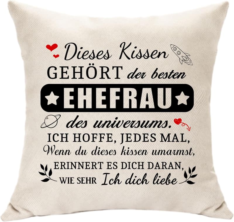 Personalisierter Kissenbezug für Ehefrauen – Valentinstagsgeschenk