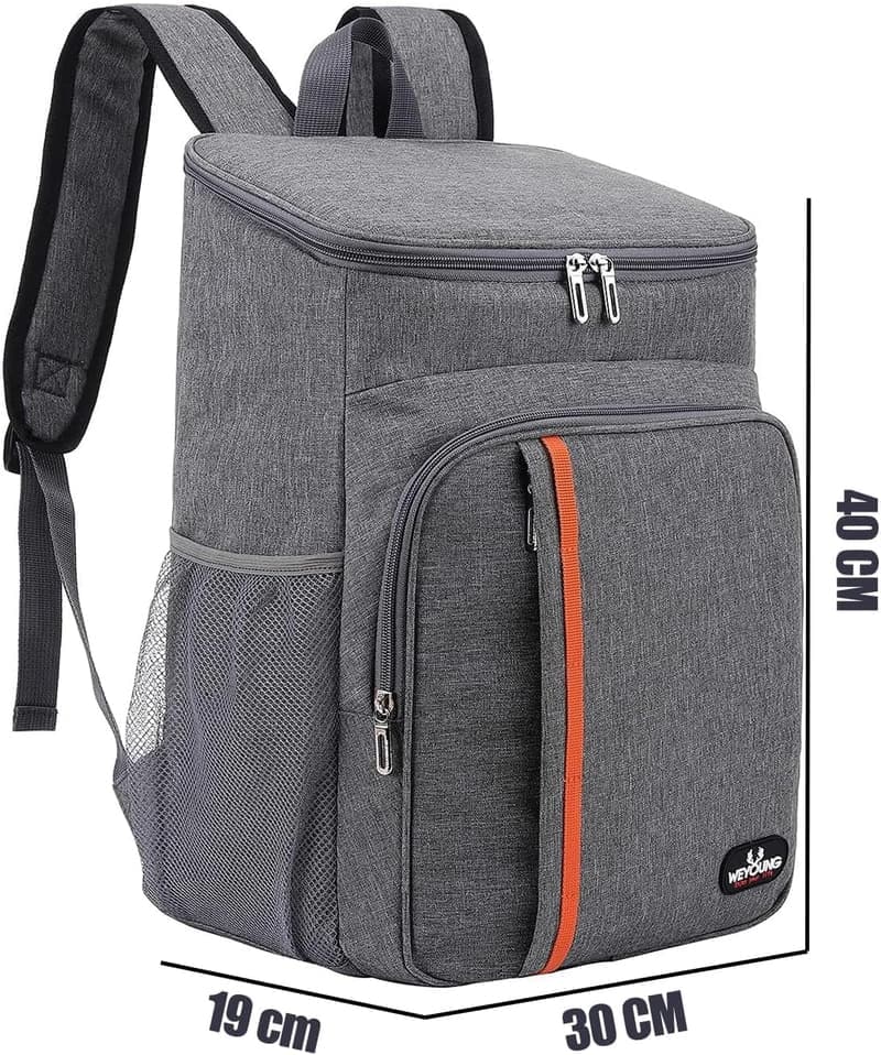 Isolierter Kührrucksack für Picknick und Camping, 28L, grau