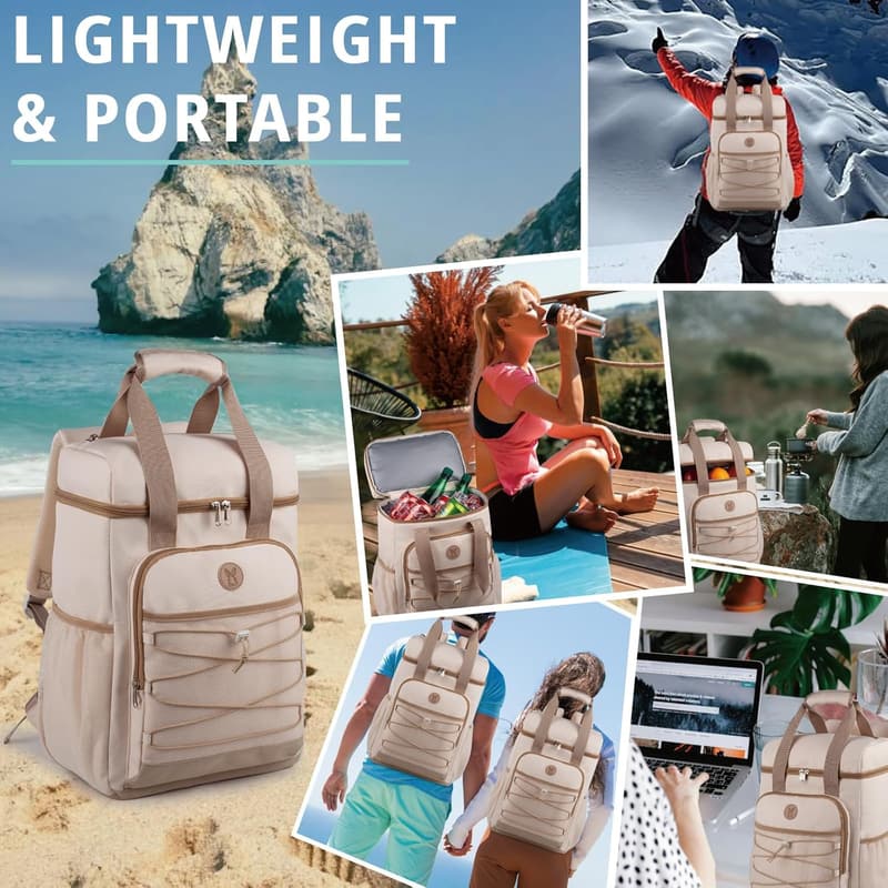 Isolierter Kühlrucksack mit gepolstertem Tragegriff – ideal für Camping und Picknick