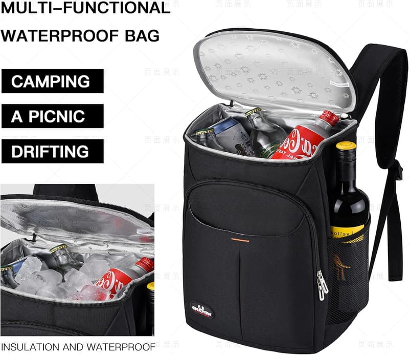Isolierter Kühlrucksack 25L für Picknick und Camping (Blau)