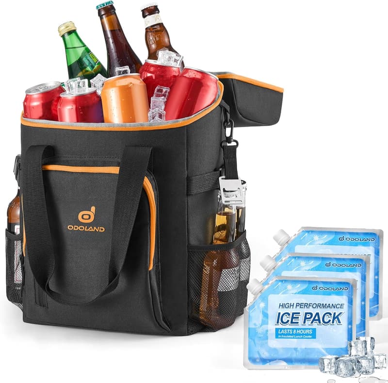 Odoland Kühlrucksack 30L mit 3 Kühlakkus – wasserdicht für Camping & Ausflüge