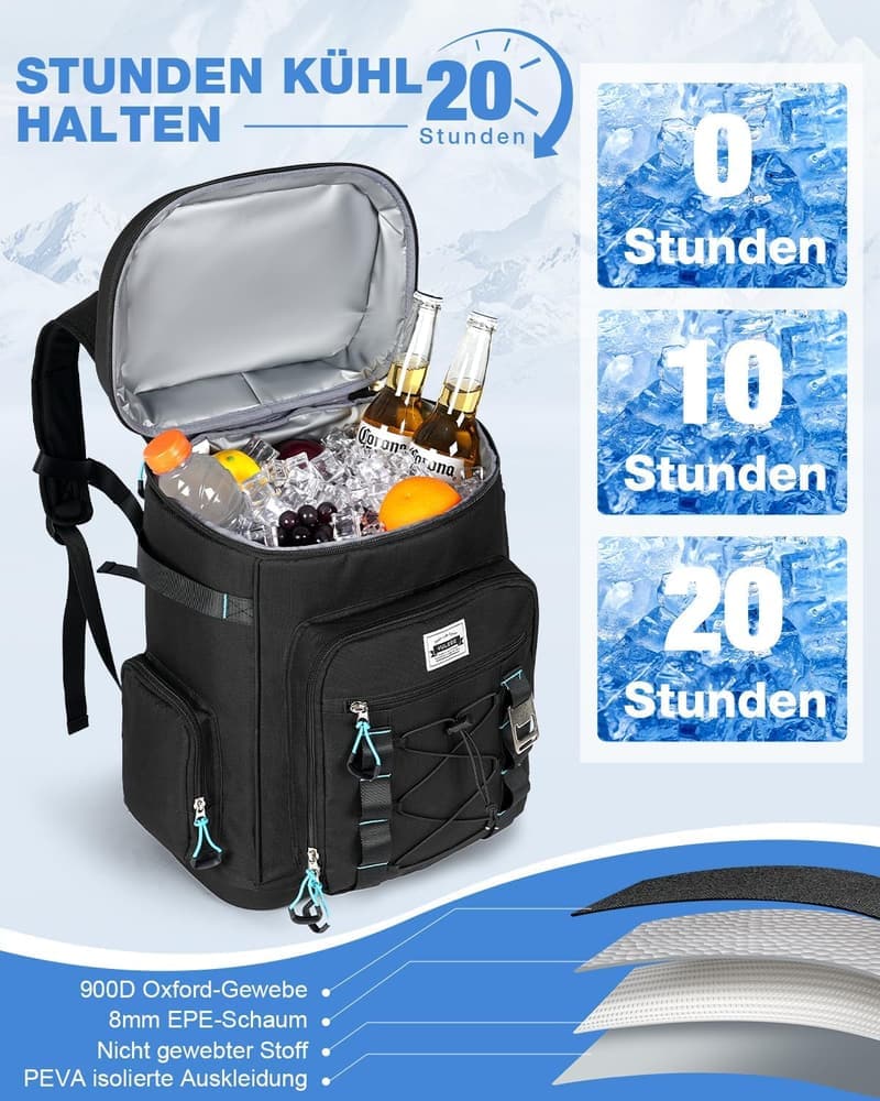 Wasserdichter Picknickrucksack 30L mit isolierter Kühltasche