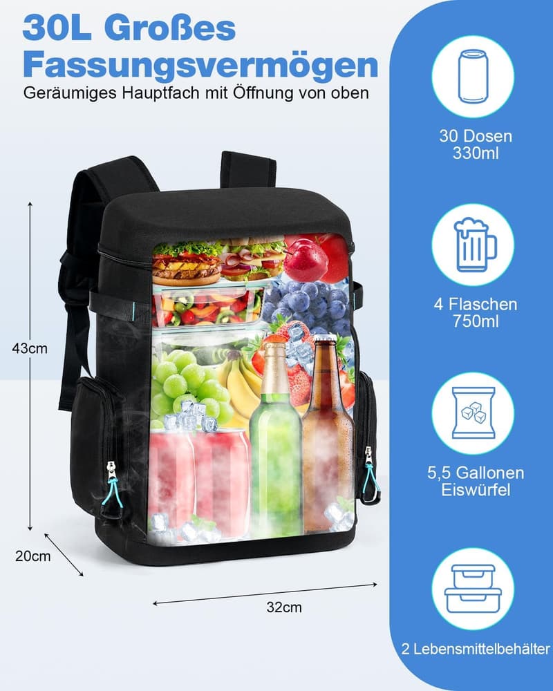 Wasserdichter Picknickrucksack 30L mit isolierter Kühltasche