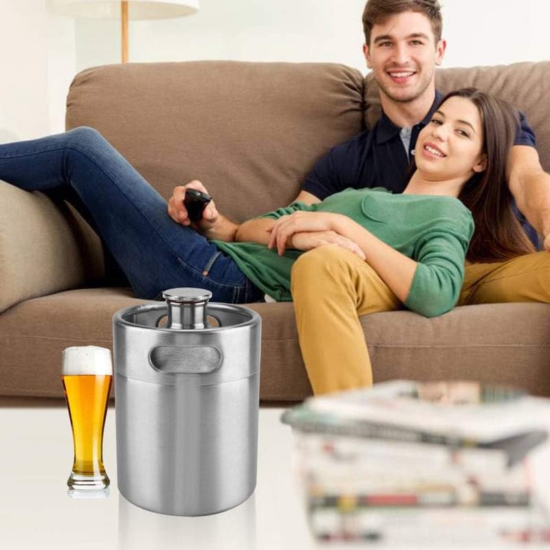 Portables 2L Edelstahl Bierfass mit Spiraldeckel für Heimbrauer