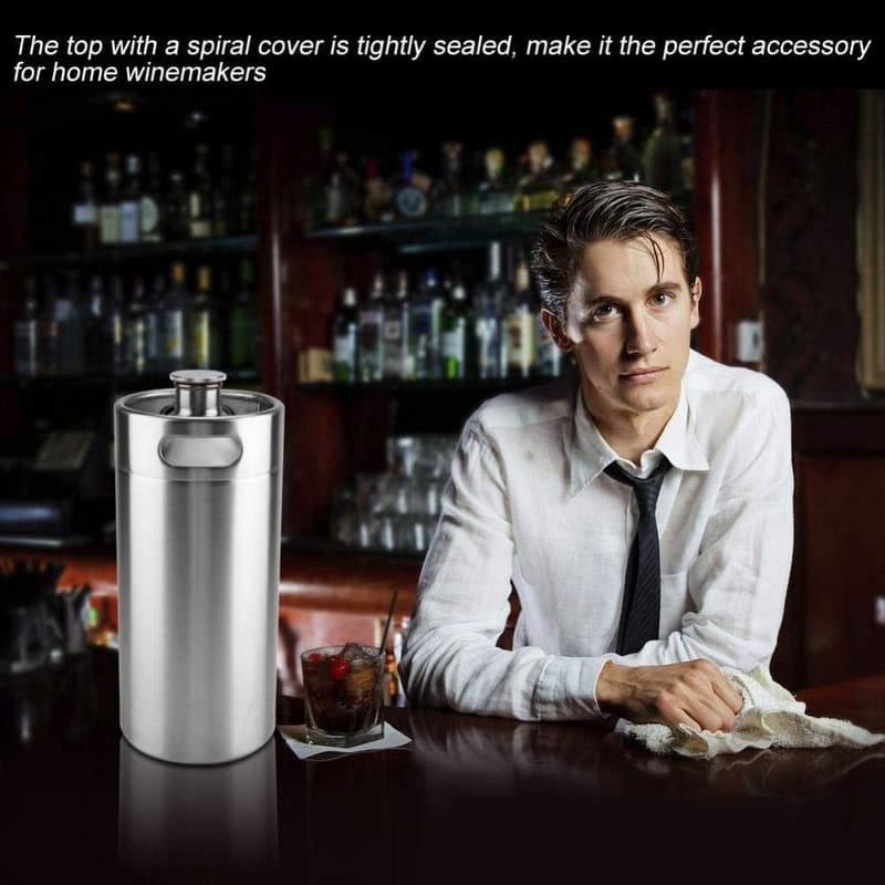 Tragbares Edelstahl Bierfass Growler 3,6L mit Spiraldeckel für Heimbrauen