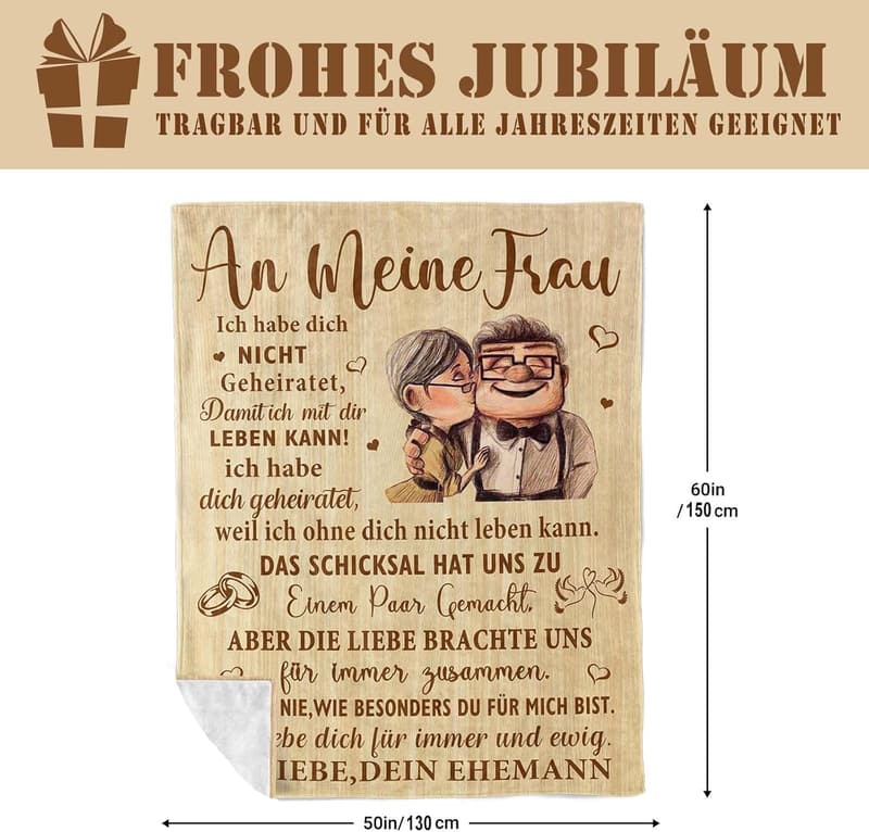 Hochzeitstagsgeschenk Decke 150x130CM für Paare