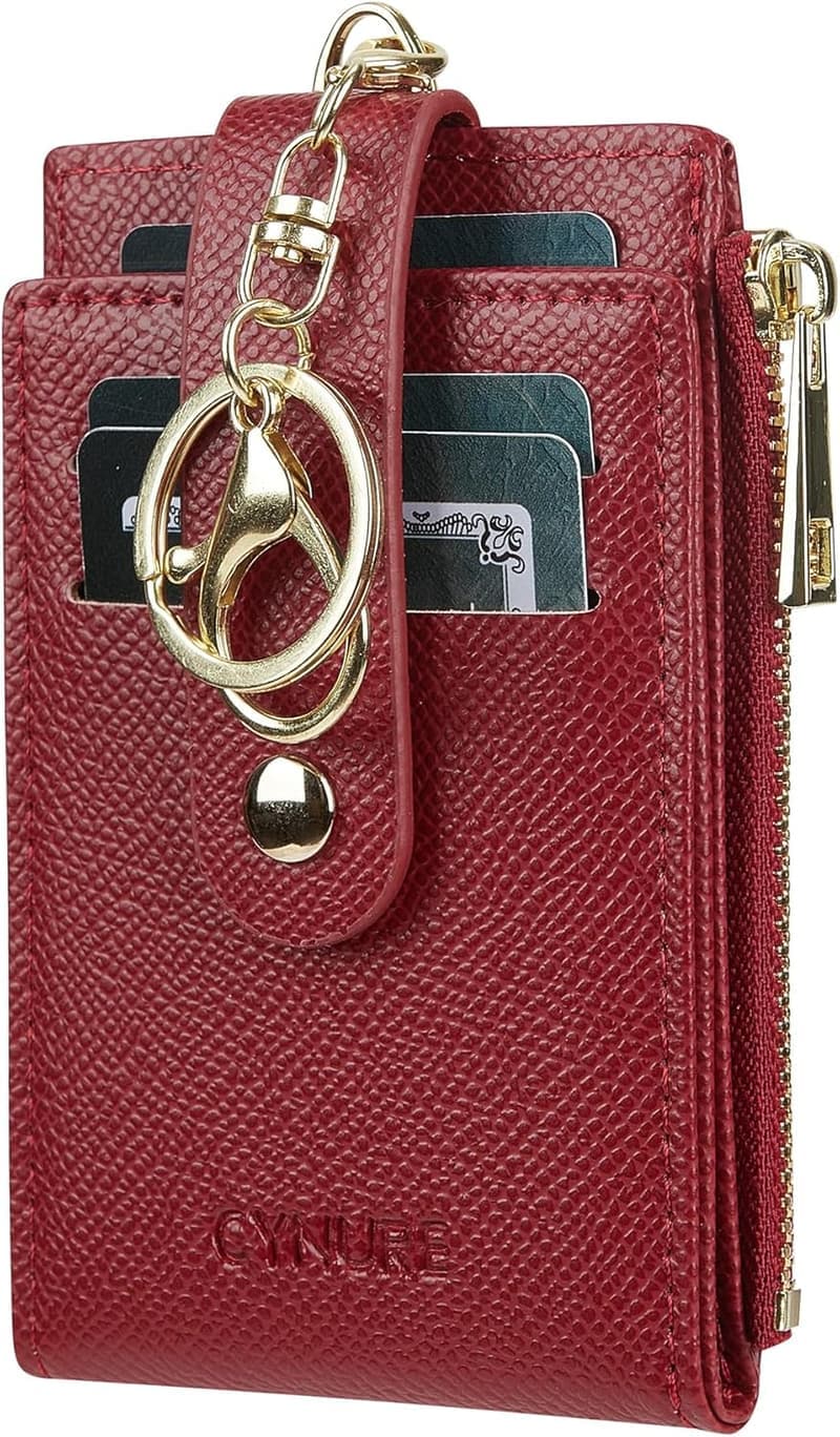 RFID-blockierender Leder-Kartenhalter für Damen und Herren mit Reißverschluss