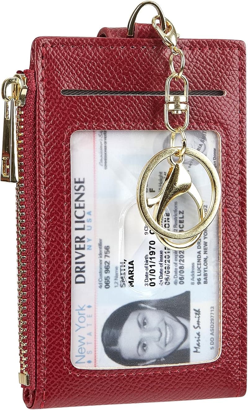 RFID-blockierender Leder-Kartenhalter für Damen und Herren mit Reißverschluss